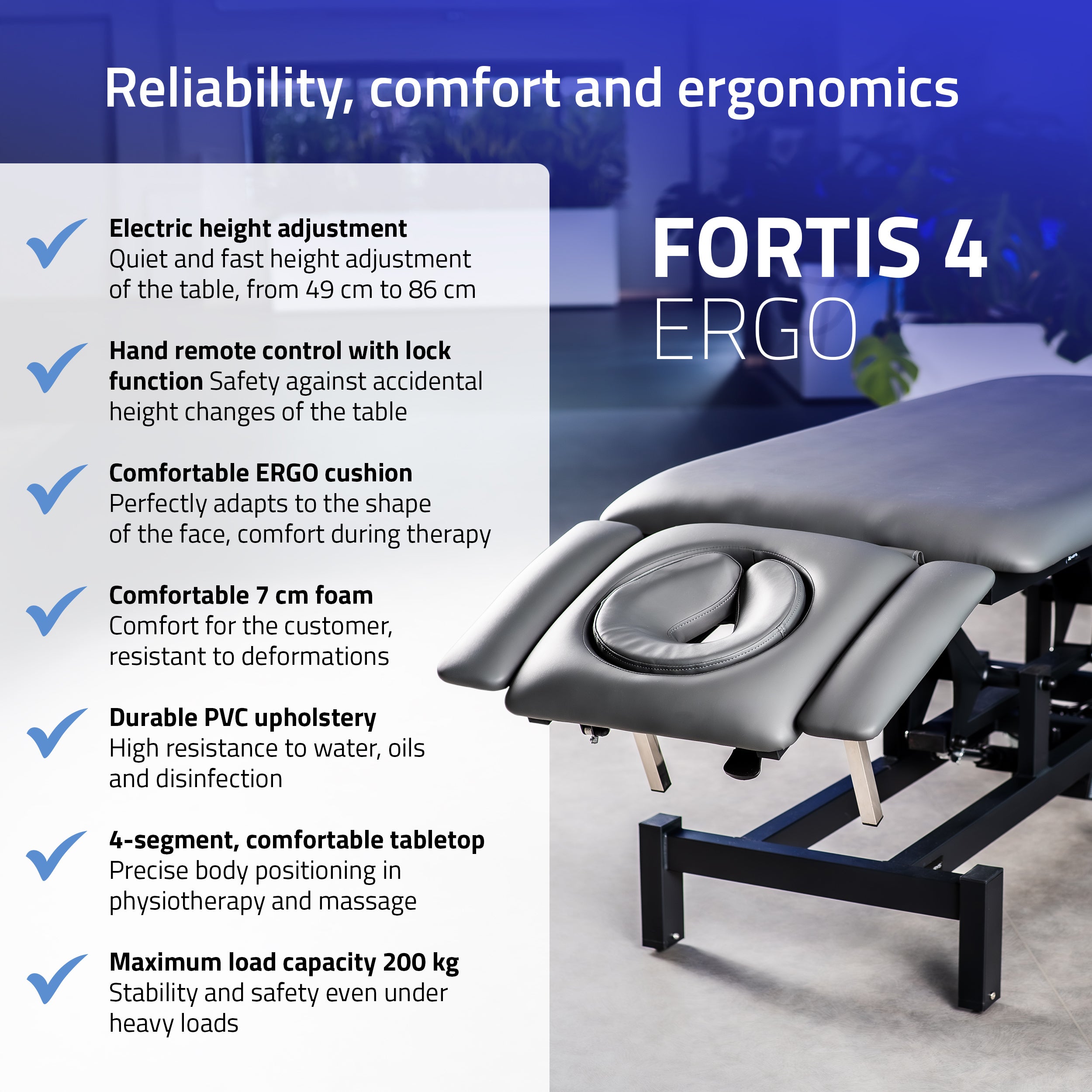 Table de massage fixe Fortis 4 ERGO Gris