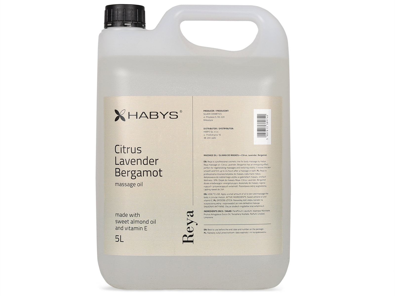 Huile de Massage, Agrumes/Lavande/Bergamote, HABYS 5000 ml