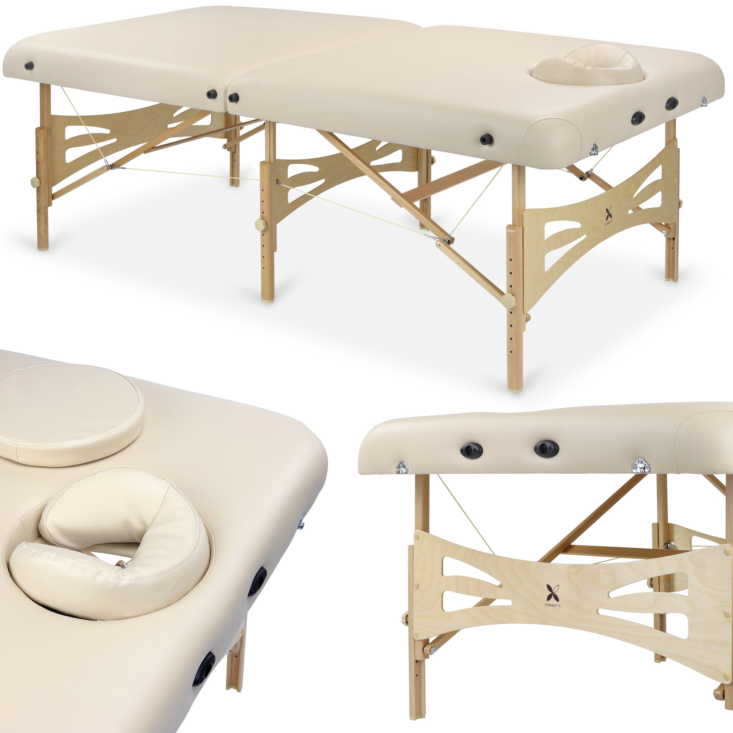 Table de Massage Bois Clair Intégrale 102 Confort Trou Visage Vinyle Flex K033 Beige