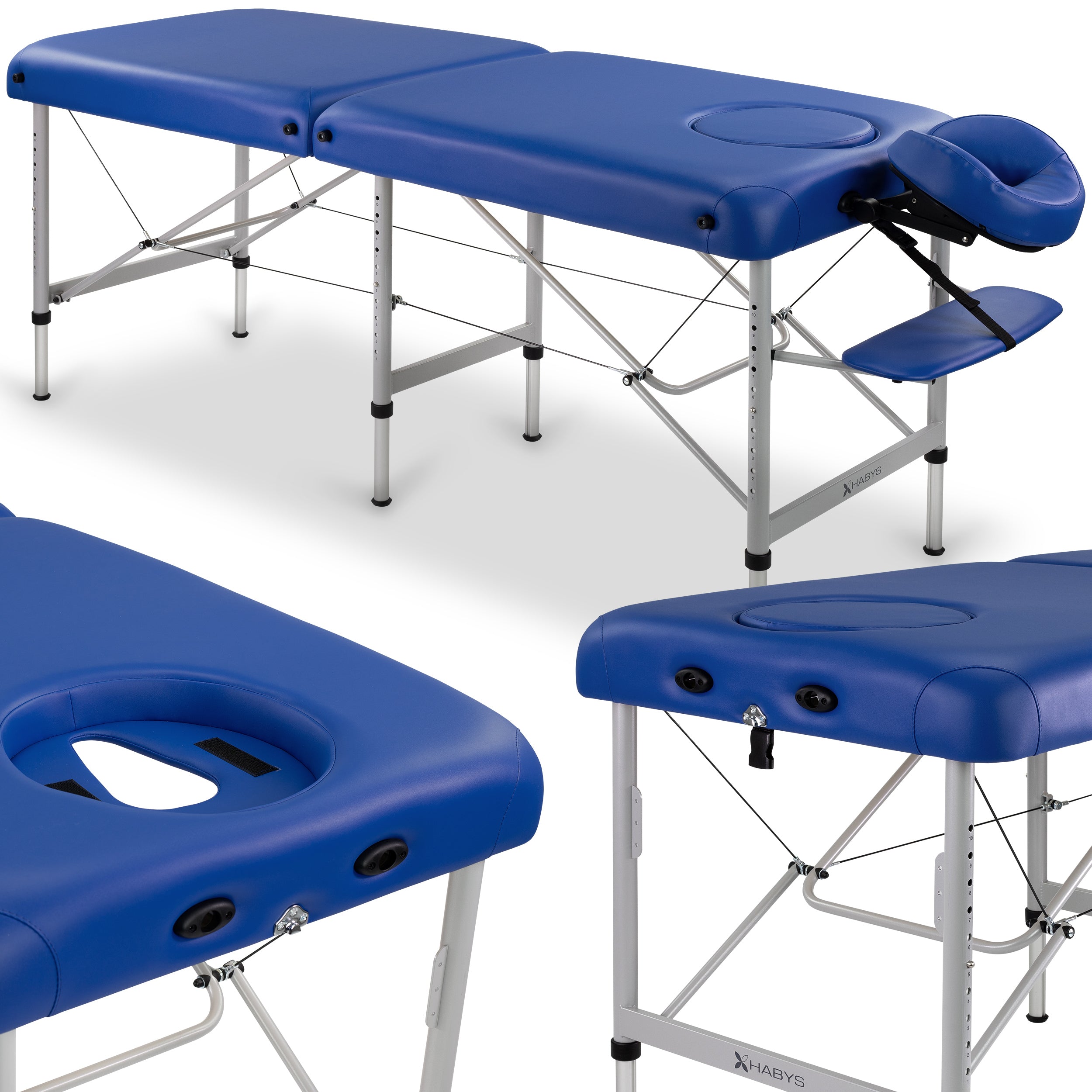 Table de massage Medmal 70 avec trou facial confort Vinyl Flex K012 Bleu marine