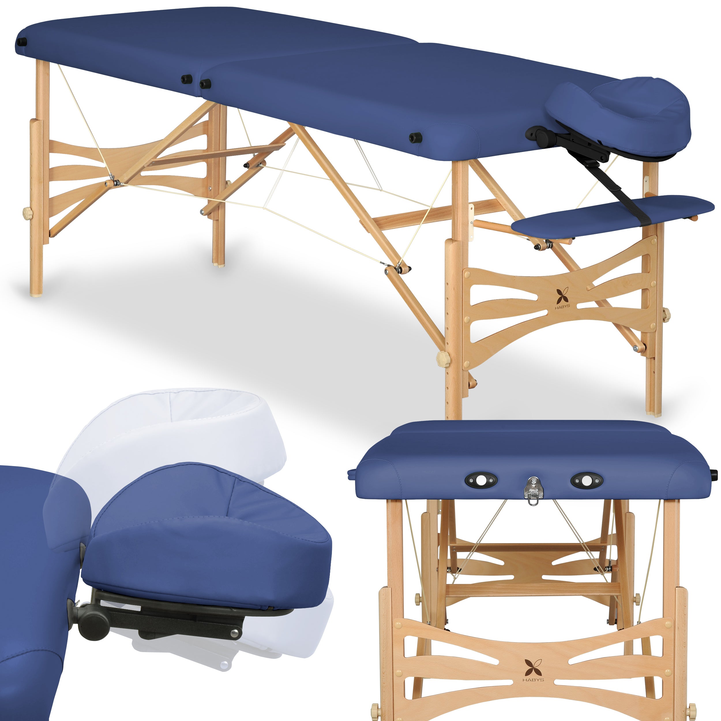 Table de Massage Panda Bois Clair 70 Vinyl Flex K012 Bleu Marine