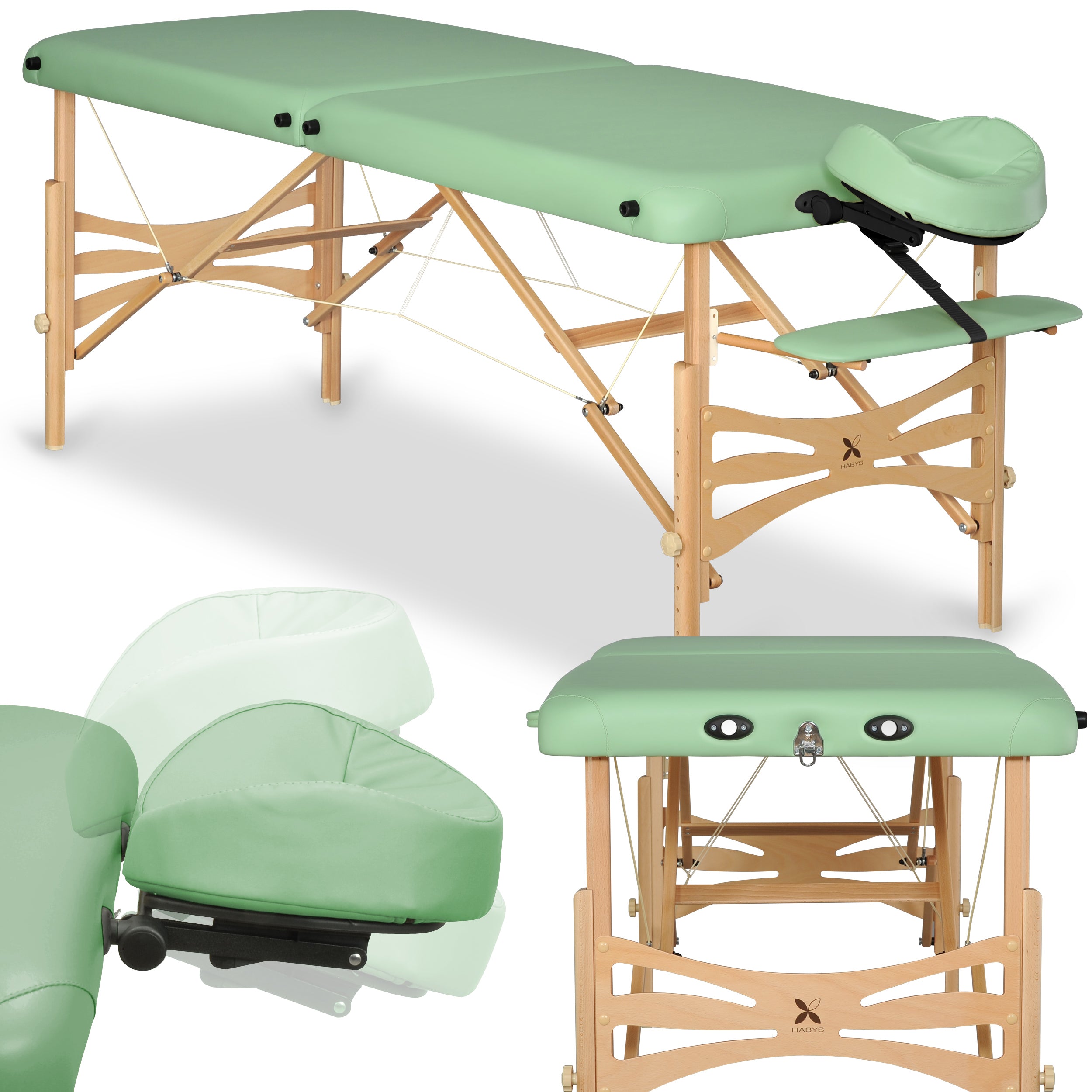Table de massage Panda Bois Clair 70 Vinyle Flex K022 Vert