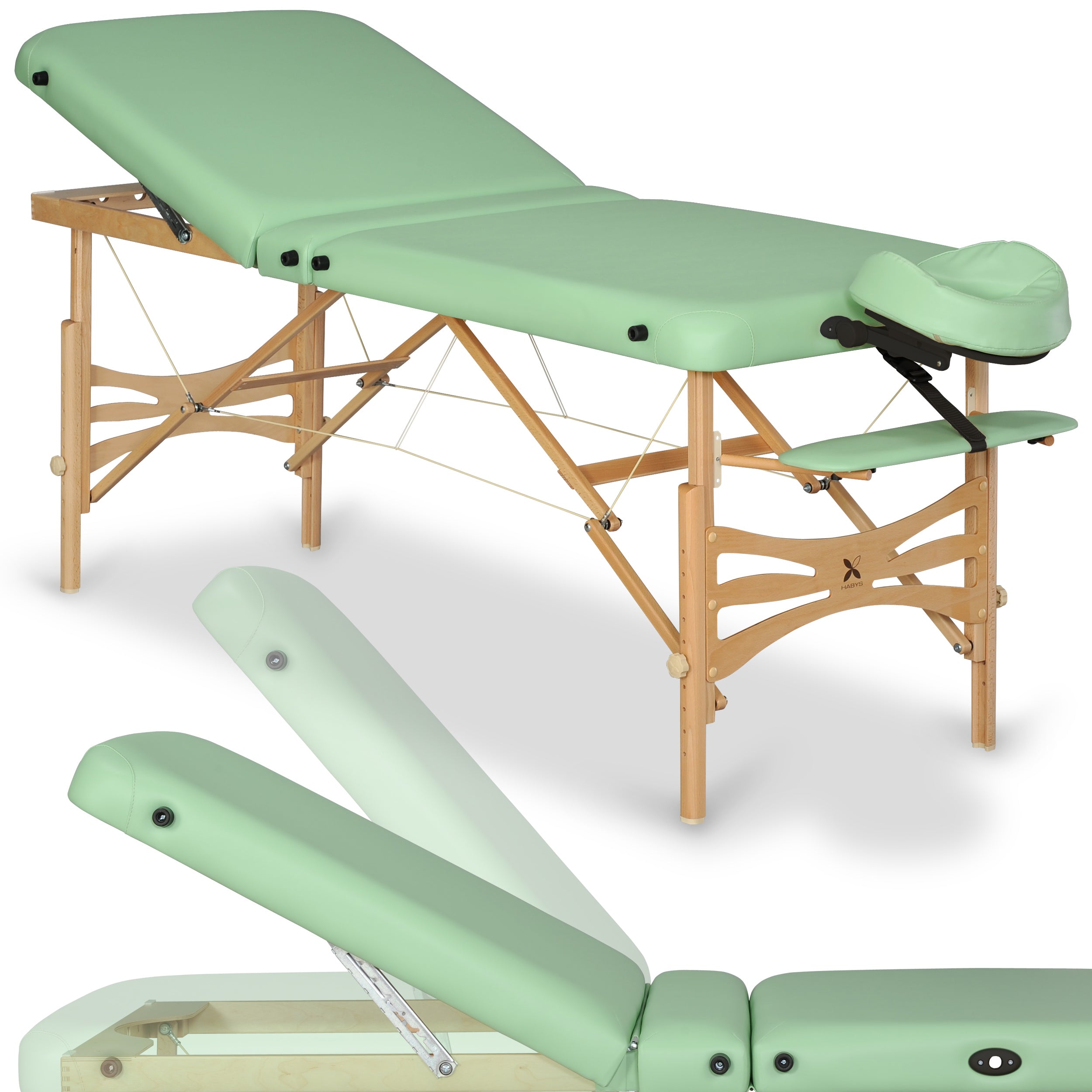Table de massage Panda Plus Bois Clair 70 Vinyle Flex K022 Vert