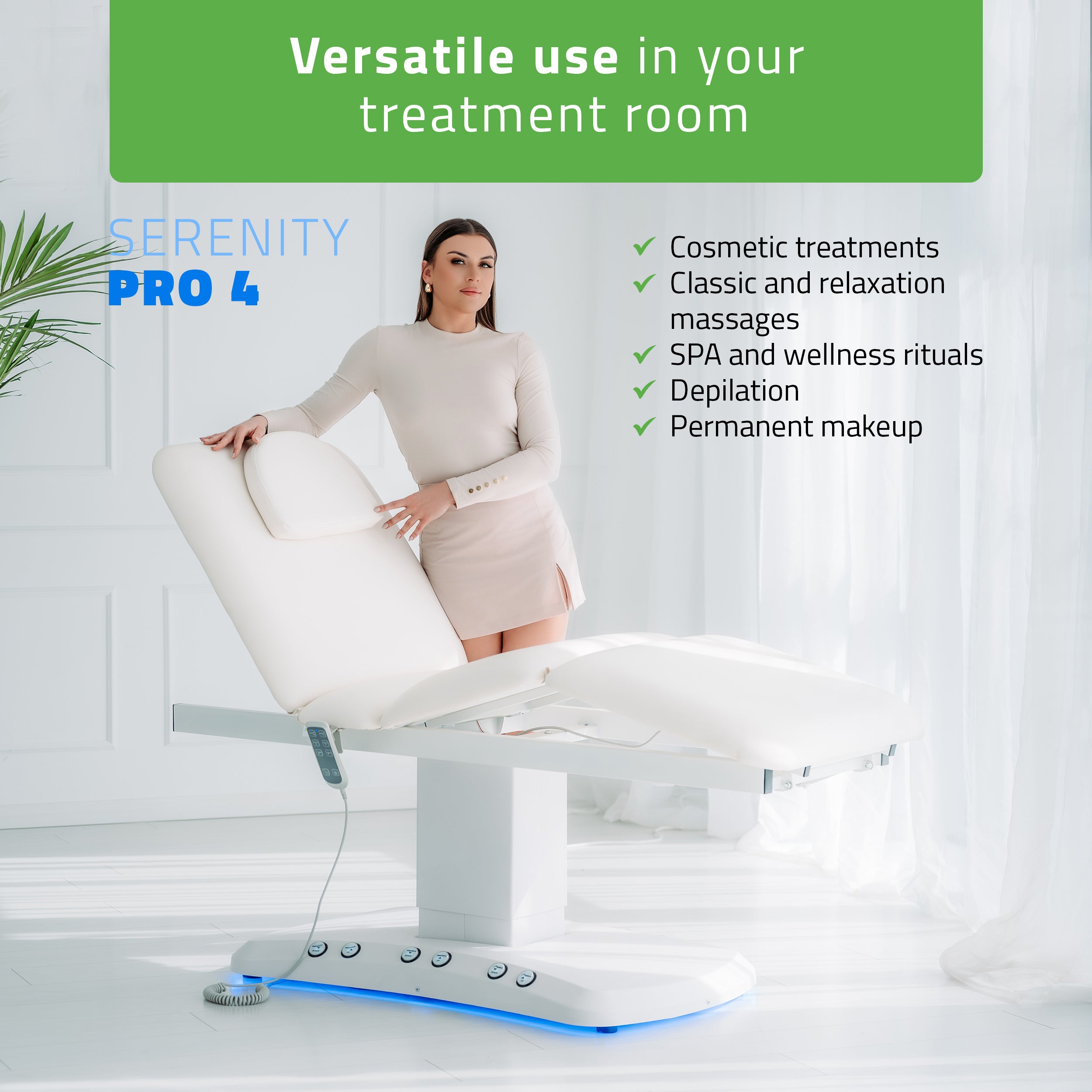 Table de massage et de soins esthétiques électrique chauffante Serenity PRO 4