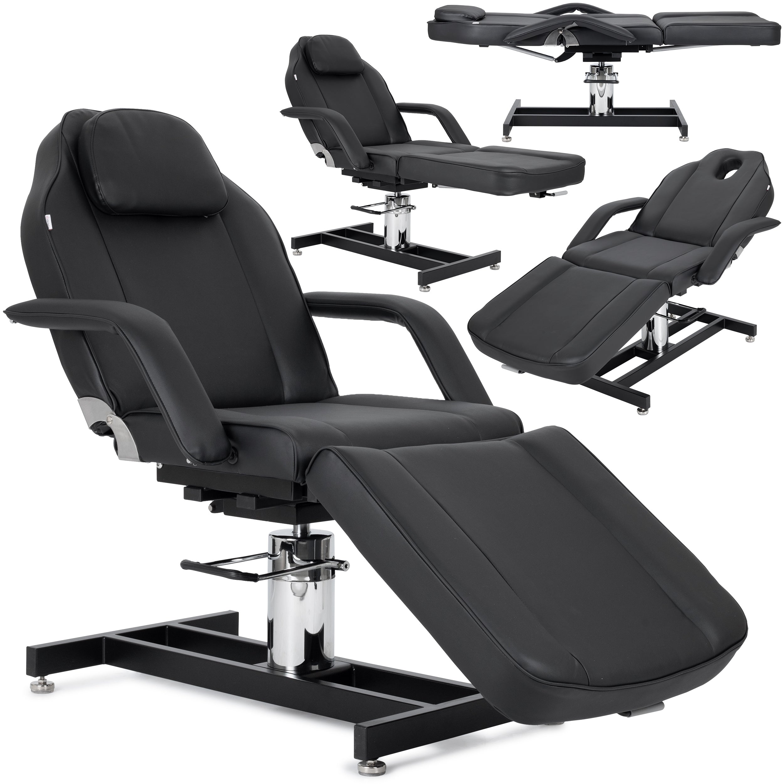 Fauteuil de beauté Theo Nero – réglage pneumatique et hydraulique, noir