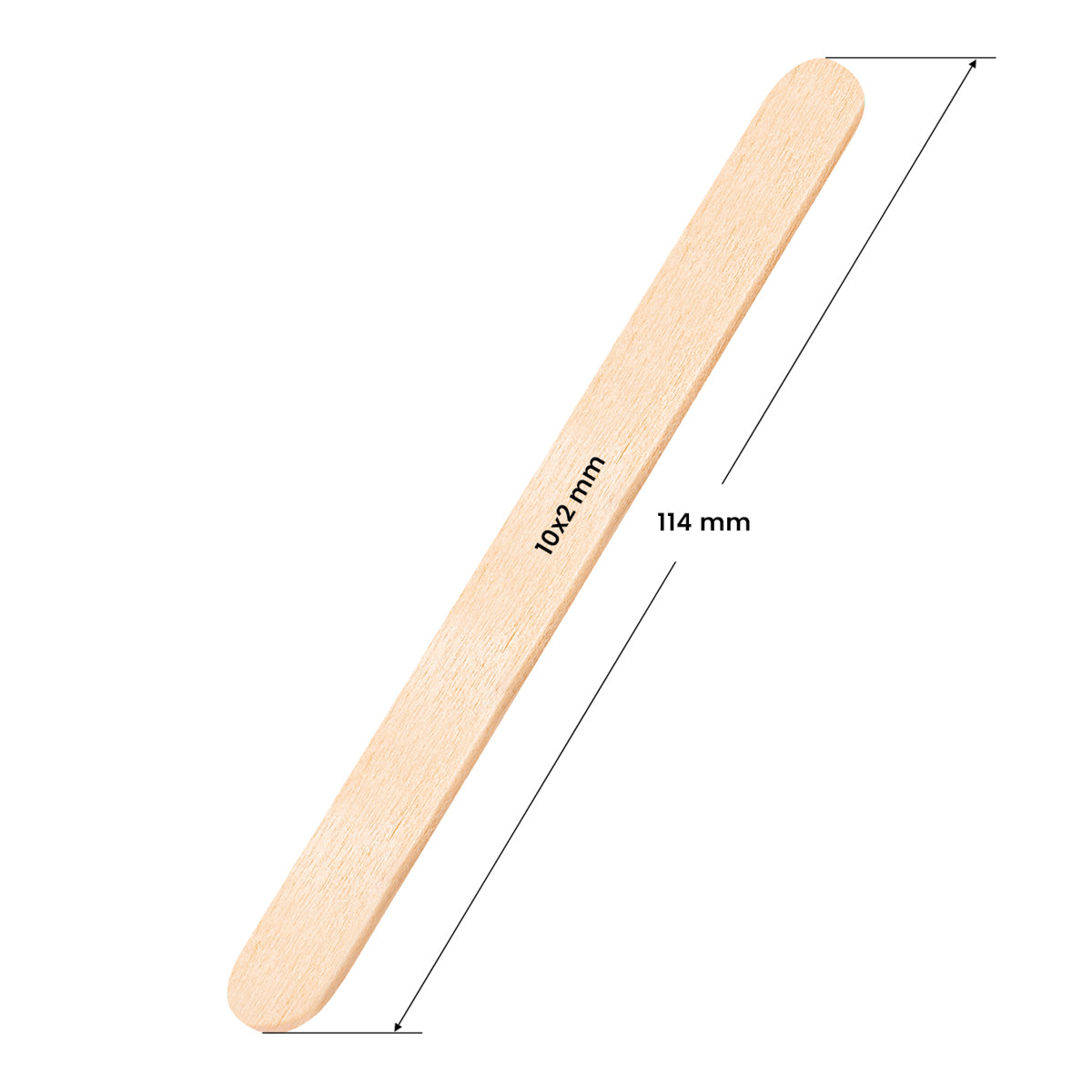 Spatule en bois moyenne 114x10x2mm - 100 pièces