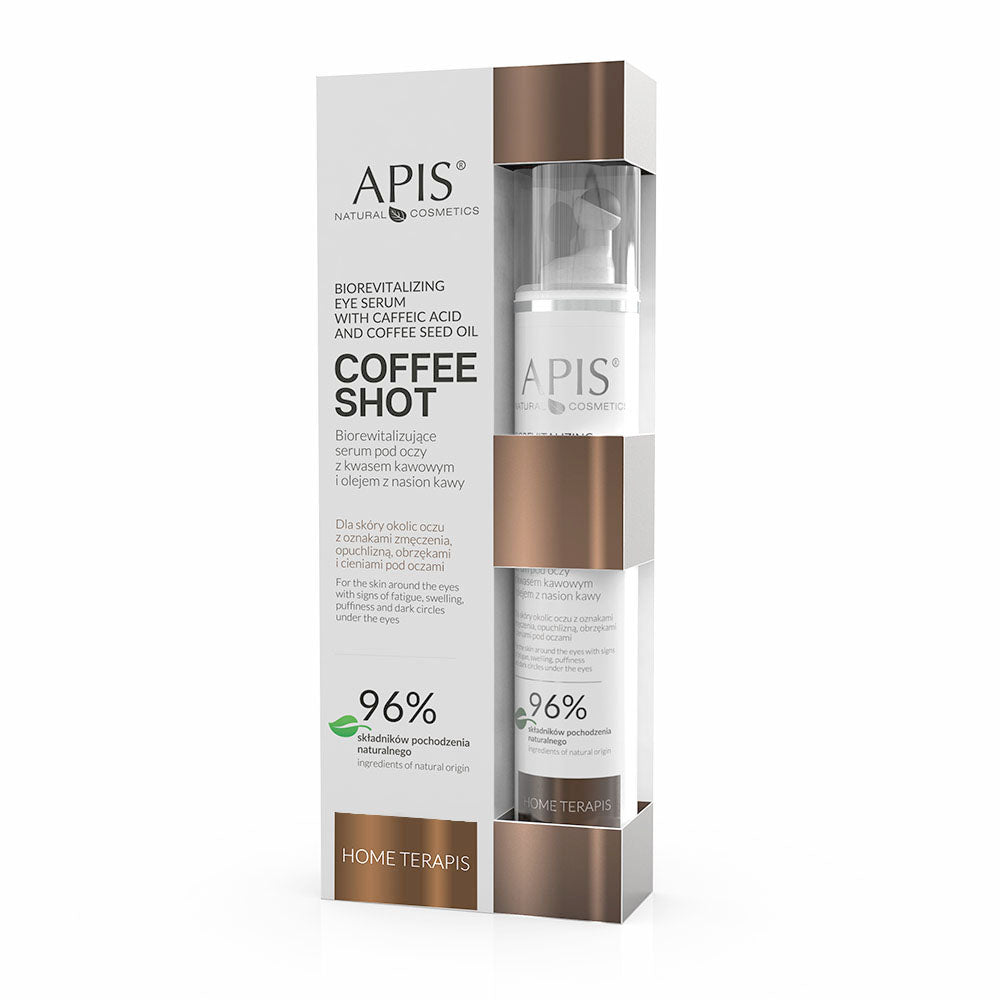 Sérum pour les yeux biorevitalisant Apis coffee shot, traitement à domicile avec acide de café et huile de graine de café 10 ml
